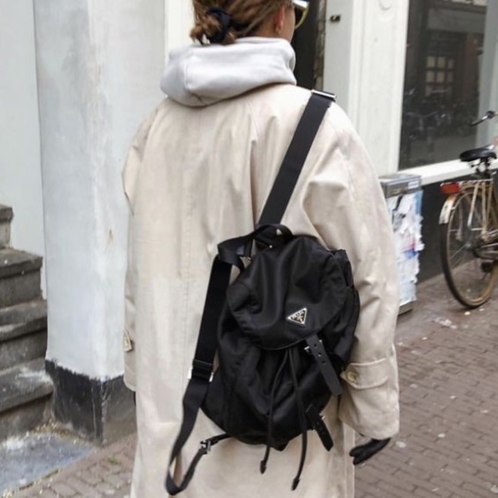 Vintage Prada Black Nylon Tessuto Backpack